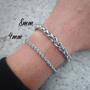 Chunky Stainless Steel Wheat Chain Bracelet