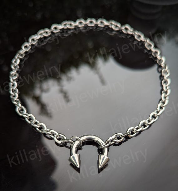 Horseshoe Spiked Septum Piercing Chain Necklace - Etsy