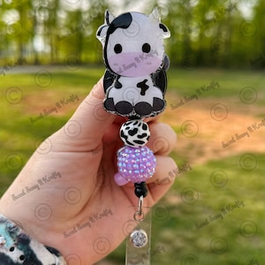 Cute sitting cow Badge Reel | Glitter Cow Badge Reel| badge reel| Cow | glitter cow badge reel