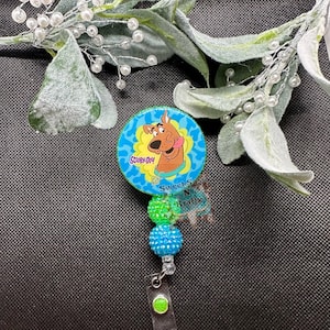 Scoob Badge reel| Dog badge reel | bead badge reel| glitter badge reel | Scoo by badge reel| badge reel