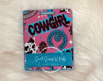Cowgirl Badge Buddy| Personalized Badge Buddy| Cow Badge Buddy| Glitter badge buddy |