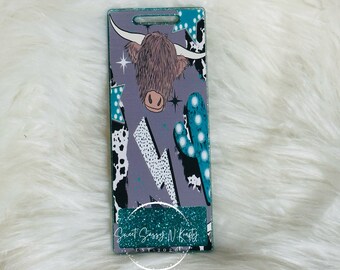 Highland cow Badge Buddy| Personalized Badge Buddy| Cow Badge Buddy| Glitter badge buddy |