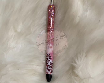 Circle Cheetah Pink Glitter Gel Pen| Cheetah Pink Glitter Pen| Gel Glitter Pen