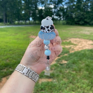 Stackable Cow Print Pumpkins Badge reel| cow badge reel | pumpkin badge reel| glitter badge reel | badge reel