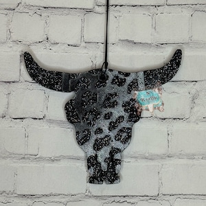 Black Leopard on black Bull Head Car Freshie| car freshie | freshie | leopard freshie| black leopard freshie| leopard Bull freshie| hot pink