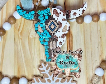 Turquoise brown cow bull head Freshie| cute  Freshie| Turquoise Bull Head Freshie | freshie| glitter Bull head freshie| glitter freshie