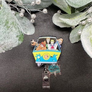 Scoob Van Badge reel| Dog badge reel | bead badge reel| glitter badge reel | Scoo by badge reel|Scoob badge reel | bus badge reel |Van badge