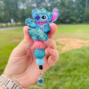 S t i c h Badge reel| Alien badge reel | glitter stitch badge reel| glitter badge reel | badge reel