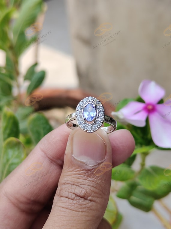 Natural Tanzanite Gemstone Ring A Vintage Style Ring Silver