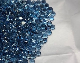 Pierre Aigue-marine Naturelle Bleue Santa Maria Ronde Certifiée - Inde, Taille 12x12mm