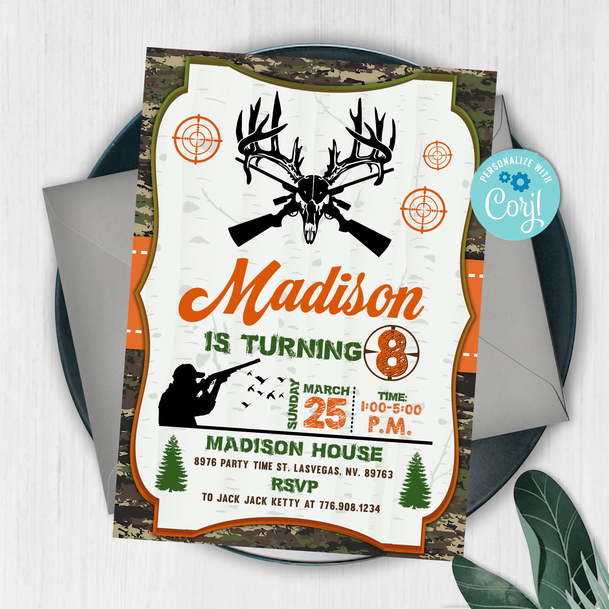 Hunting Birthday Hunting Birthday Invitation Deer Birthday - Etsy