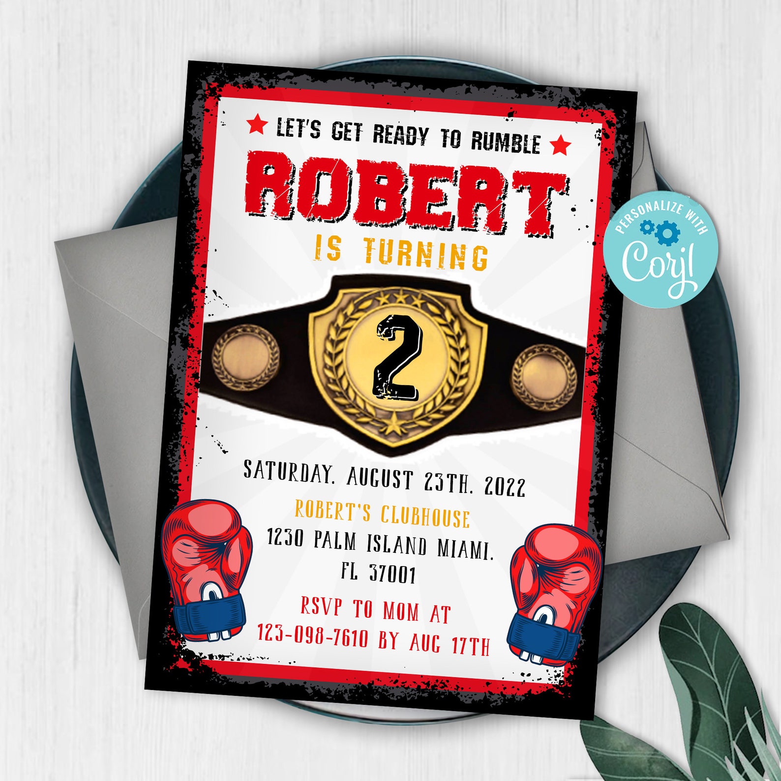 Boxing Birthday Invitation, Boxing Invitation, Boxing Party Invitation, Wrestling Invitation
