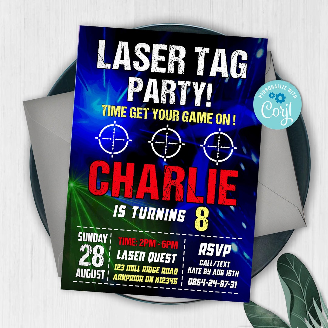 Laser Tag Invitation Laser Tag Birthday Invitation Laser Tag Etsy