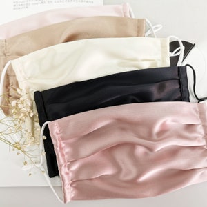 子供用 100% マルベリーシルク フェイスマスク - 通気性、軽量、ニキビ予防、調節可能、防塵、再利用可能、洗えるシルクマスク