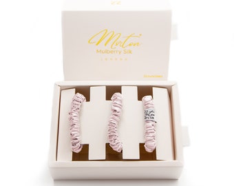 Mulberry Silk Skinny Scrunchies Gift Set – Premium Grade 6A, Hair Accessories