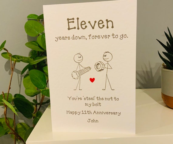 11-jarig jubileumkaart. Elf jaar getrouwd. Stalen - Etsy Nederland