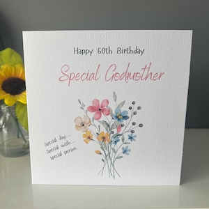 Tarjeta de cumpleaños para madrina, personalizada y para cualquier edad. Tarjeta especial para madrina