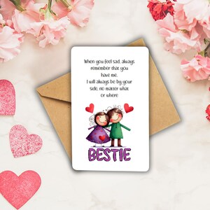Porte-monnaie ou sac à main Bestie souvenir. carte acrylique format portefeuille. Carte meilleure amie pour portefeuille ou sac à main. Cadeau d'encouragement. Ami cadeau bien-être