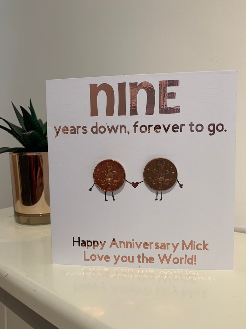 9th Wedding Anniversary Card/copper/personalised Anniversary Etsy UK