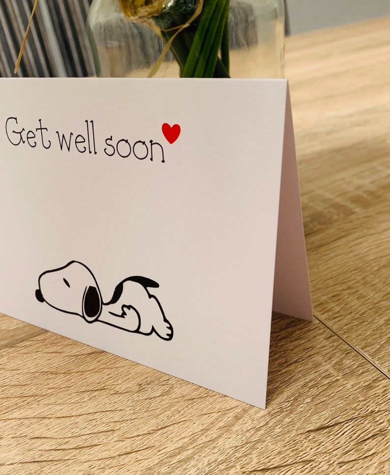 Get Well Soon/snoopy Card/ Black and White Can Be Personalised Etsy