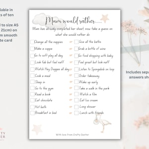 Babyshower spelletjes. moeder zou liever gamen. mama to be-game. feestspel babyshower, uniseks babyshowerspel, bedrukte A5-kaarten, babyshower