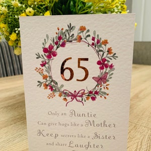 Carte anniversaire Tante, 65 ans, spéciale Tante