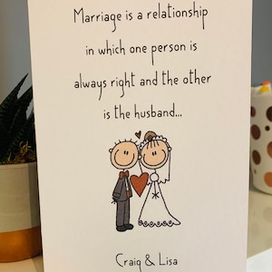 Carte de mariage personnalisée, carte de M. et Mme, félicitations