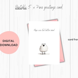 witzige gute Besserung. Schaf Karte. Ich hoffe es geht uns bald besser. EWE eine gute Besserung wünscht DIGITAL DOWNLOAD. Print at home Karte.