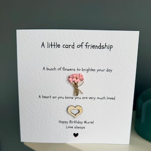 Friendship card. friendship affirmation card. friend appreciation card. friend birthday hearts and flowers