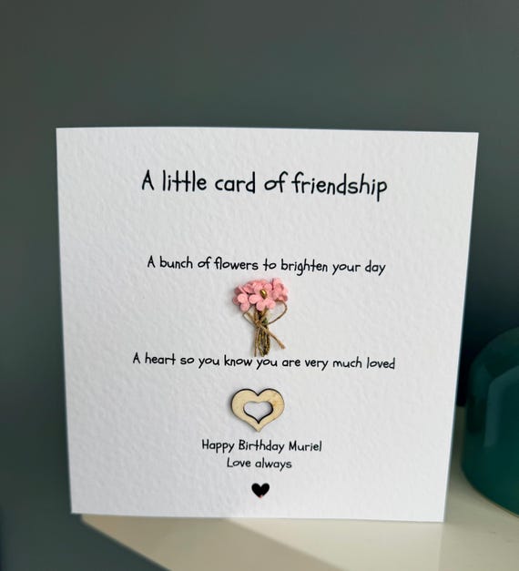 Friendship card. friendship affirmation card. friend appreciation card. friend birthday hearts and flowers