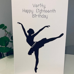 Ballerina Geburtstagskarte, Silhouette Ballerina, 18. Geburtstag