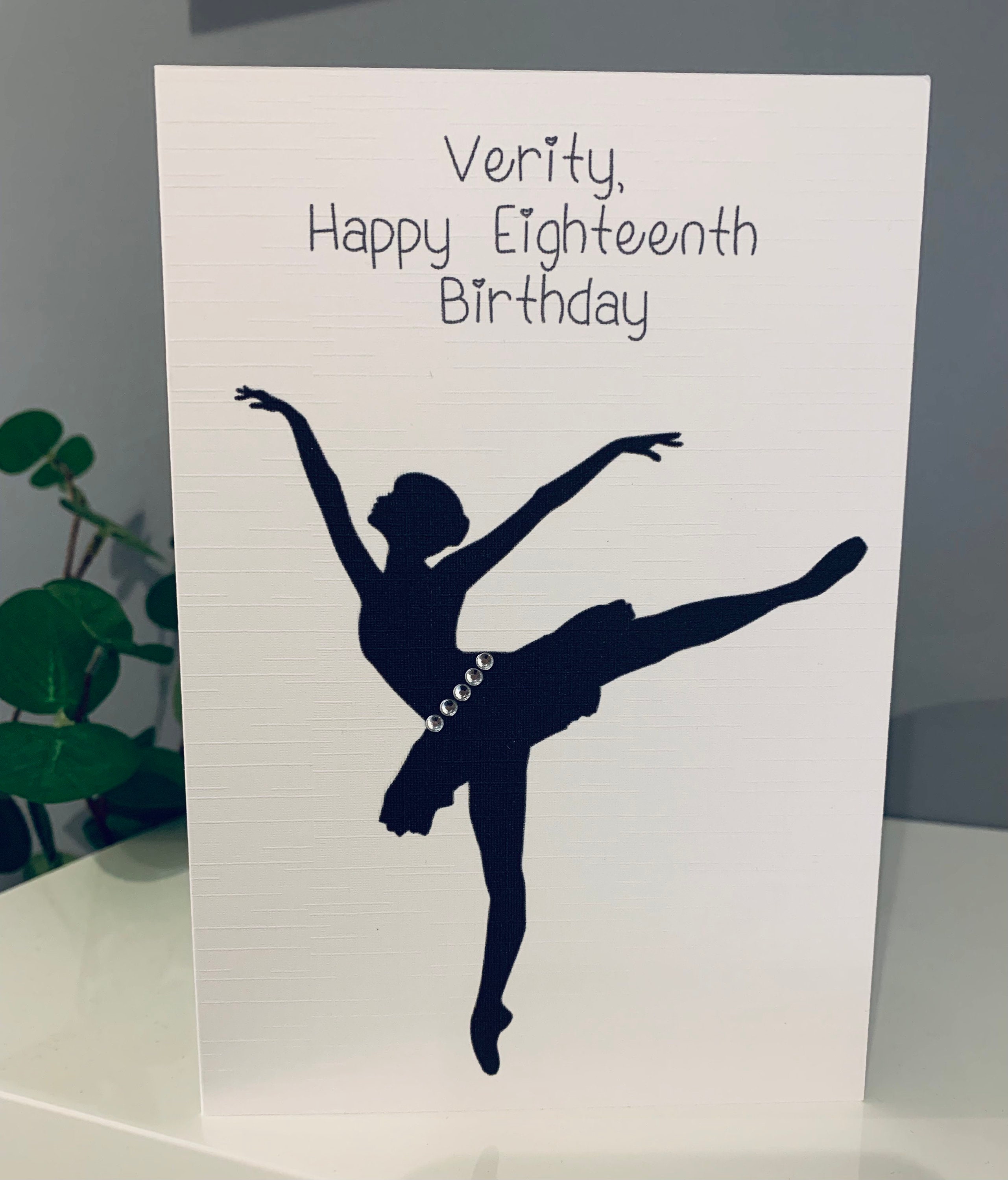 Ballerina Birthday Card, Silhouette Ballerina, 18th Birthday - UK - View #3