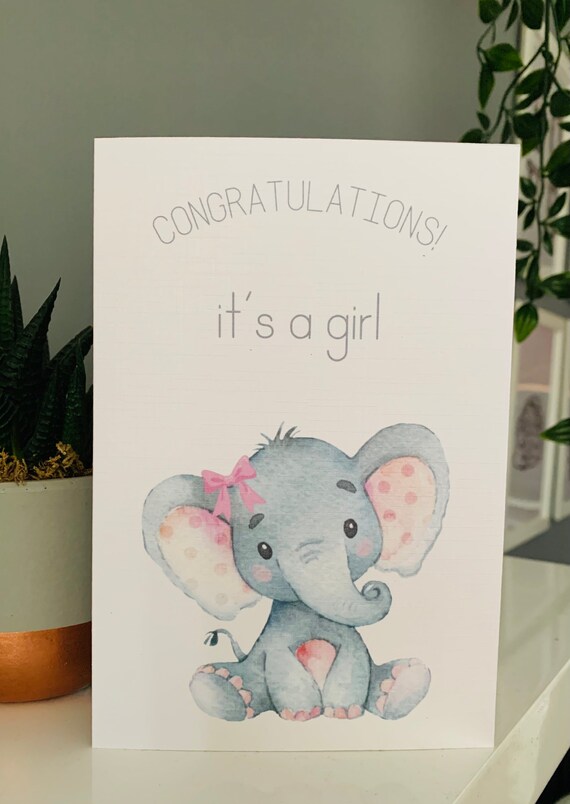 New Baby Girl Card Free Gift Tag Congratulations Baby Girl Etsy