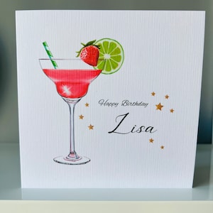 biglietto di compleanno. qualsiasi età, qualsiasi destinatario, biglietto da cocktail personalizzato
