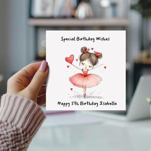 Carte d'anniversaire personnalisée ballerine. Danseuse de ballet. Carte pour fille, nièce, sœur, etc.