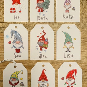 Gnome Gonk Christmas personalised tags/pack of nine