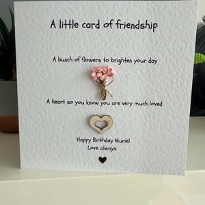 Friendship card. friendship affirmation card. friend appreciation card. friend birthday hearts and flowers image 3