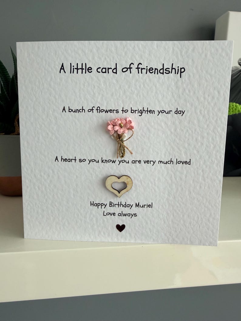 Friendship card. friendship affirmation card. friend appreciation card. friend birthday hearts and flowers image 3