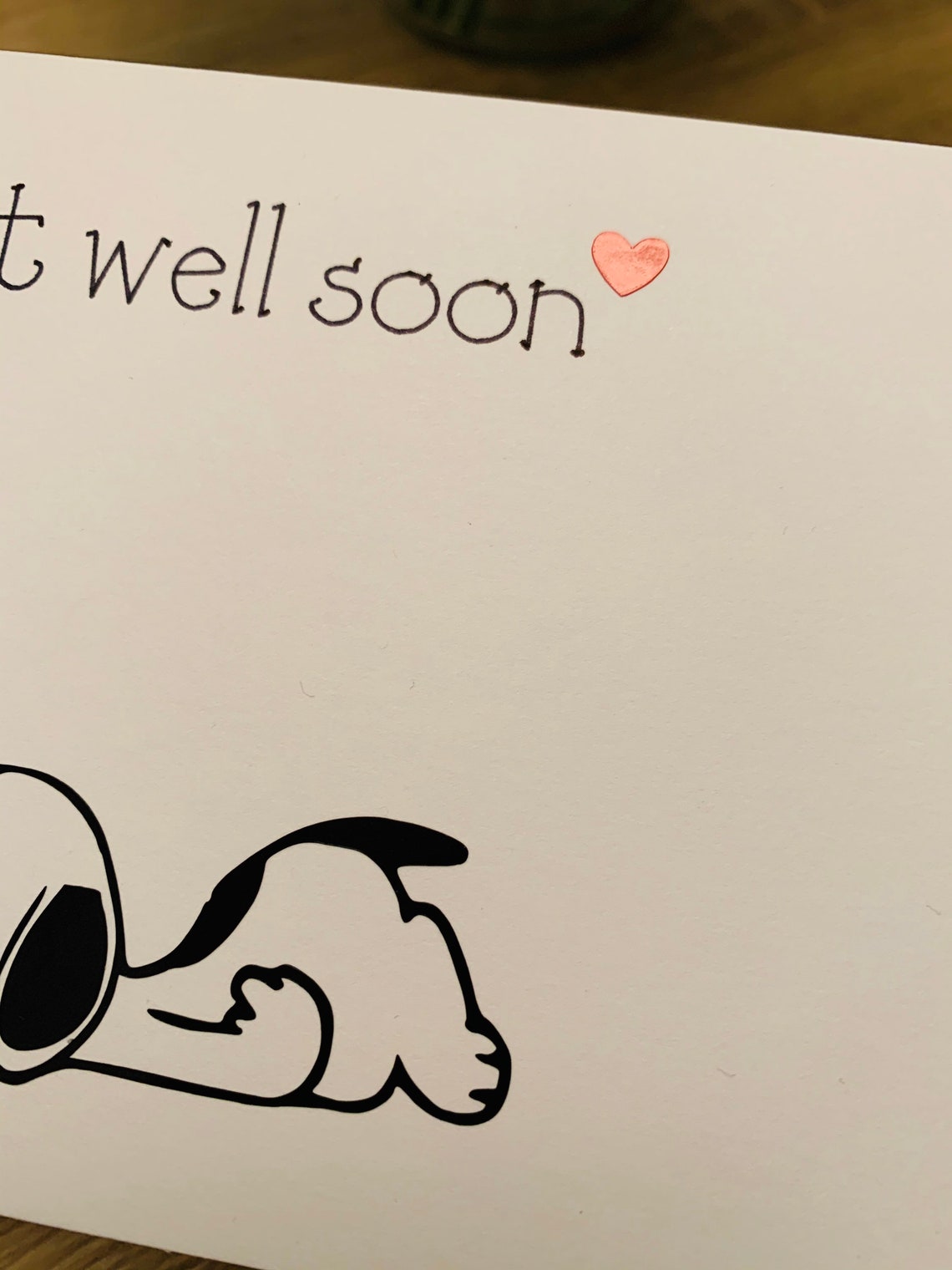 Get well soon/snoopy card/ black and white can be personalised Etsy