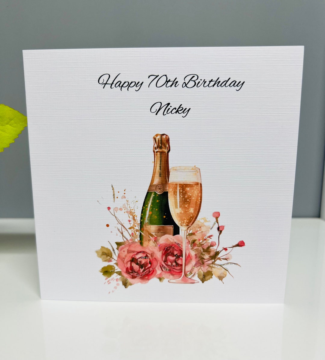 Champagne and Roses 70th Birthday Card - Etsy