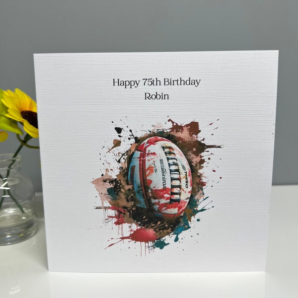 Carte d'anniversaire ballon de rugby pour tout ami ou collègue de la famille