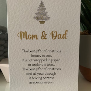 Papa en mama kerstkaart met glitterkerstboom