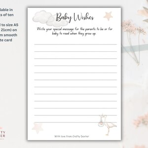 Babyshower spelletjes. Spel met babywensen. speciaal bericht voor baby. feestspel babyshower, uniseks babyshowerspel, bedrukte A5-kaarten, babyshower