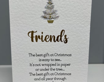 Friend or friends  Christmas card with glittery Christmas tree