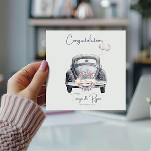 Tarjeta de felicitación de boda. Tarjeta de boda personalizada. Tarjeta de recién casados. Felices para siempre. Tarjeta de novios