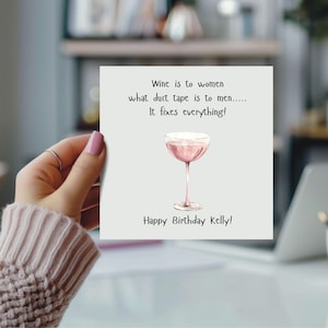 Carte d'anniversaire vin, carte d'anniversaire sarcastique, carte de voeux de vin, carte de vin pour elle