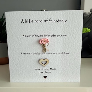 Friendship card. friendship affirmation card. friend appreciation card. friend birthday hearts and flowers image 4
