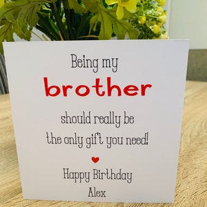 Anniversaire de frère, carte de frère effrontée, carte de frère personnalisée
