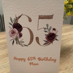 Tarjeta de cumpleaños número 65, feliz cumpleaños mamá, mamá, mam, cualquier edad