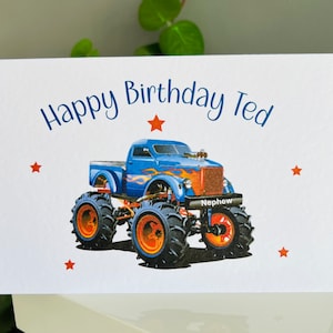 Monstertruck Karte zum Geburtstag. Alles Gute zum Geburtstag Neffe, Bruder, Onkel, Papa, Freund, Schwester, Cousin usw